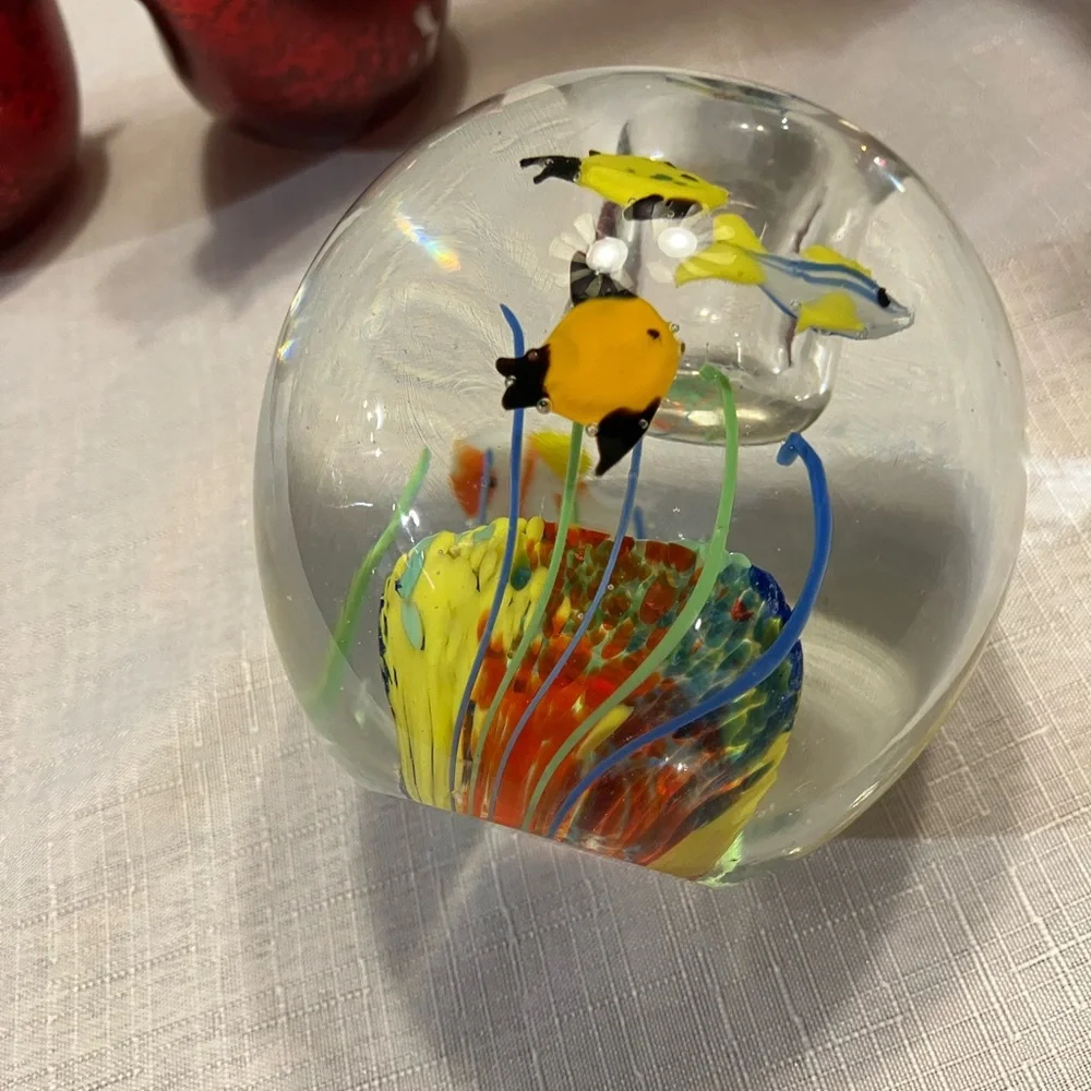 Handcrafted Glass Fish PAPERWEIGHT candle holder,Aquarium Decor.